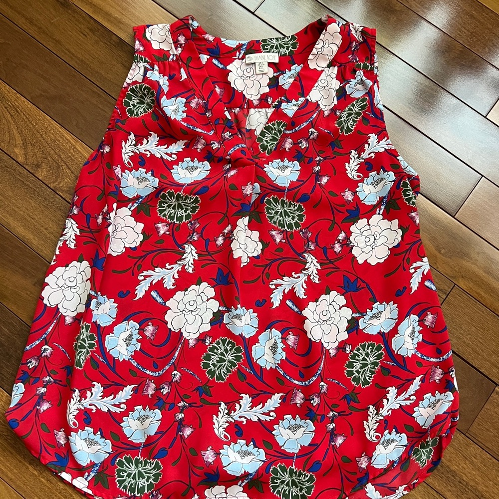 Elegant Floral Red Blouse